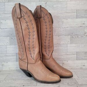 Women's Vintage Abilene Western Brown Leather Tall Rodeo Cowboy Boots Size 6